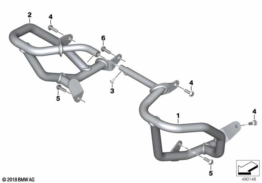BMW Motorrad Black protection bar, left — 77145A5A555 — parts illustration