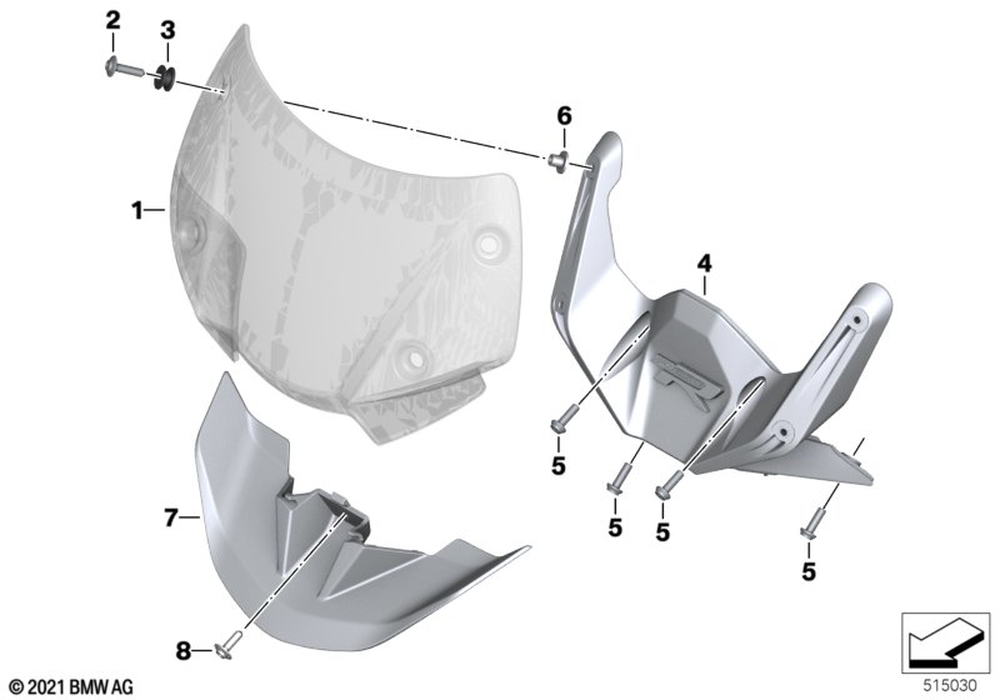 BMW Motorrad Bracket For Windshield — 46638382811 — parts illustration