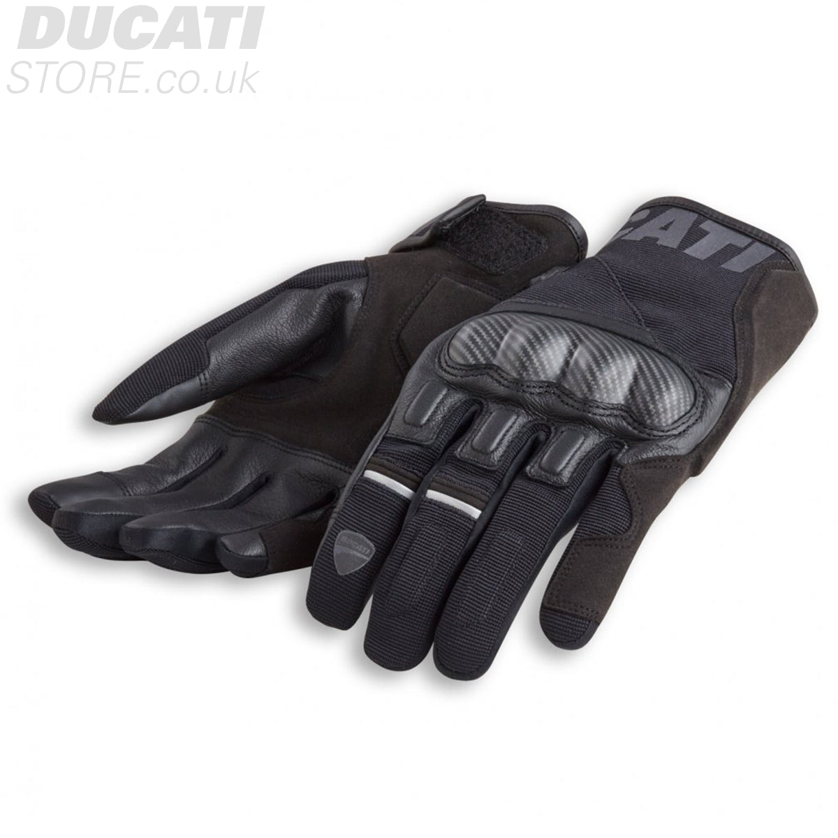 Ducati Company C2 Fabric-Leather Gloves — Black/Black