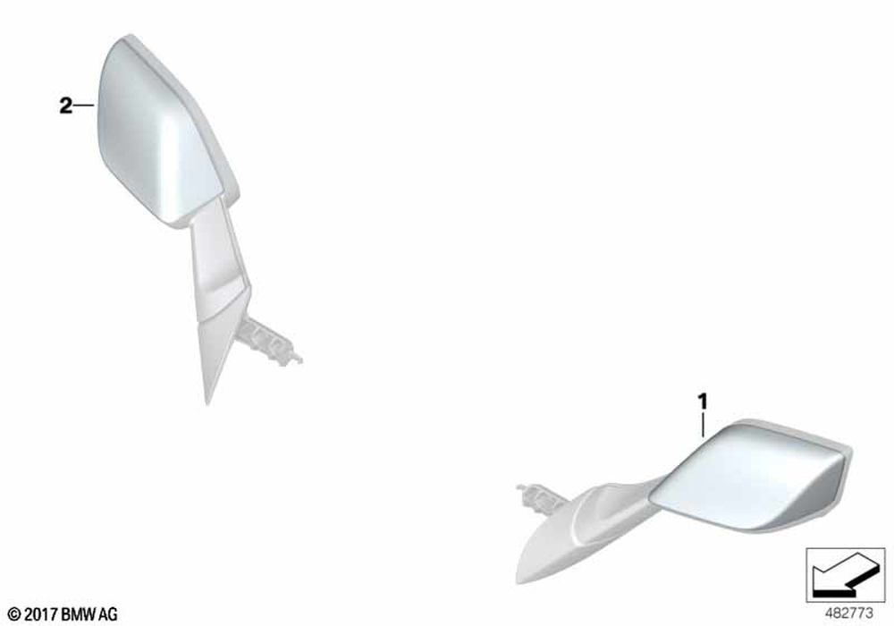 BMW Motorrad Covering Cap, Outside Mirror, Chorme Left — 51168562669 — parts illustration