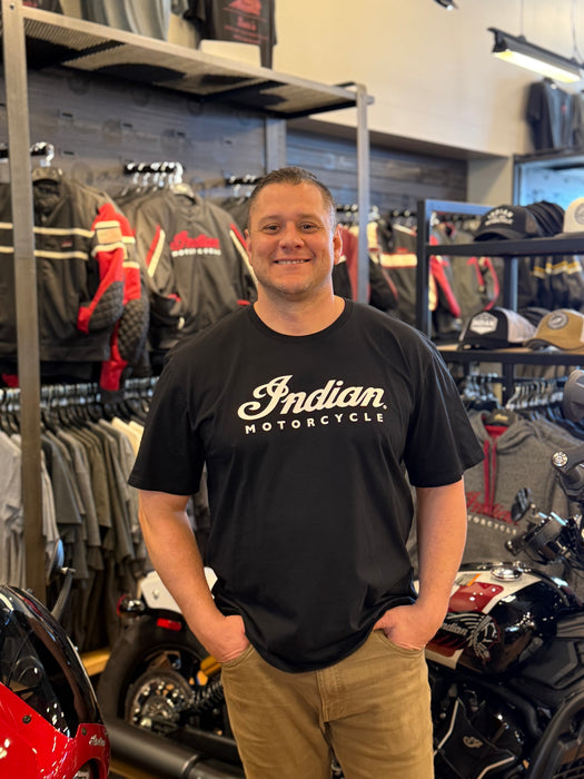 Indian Motorcycle Men's Essential Script Logo Tee, Black — 3XL