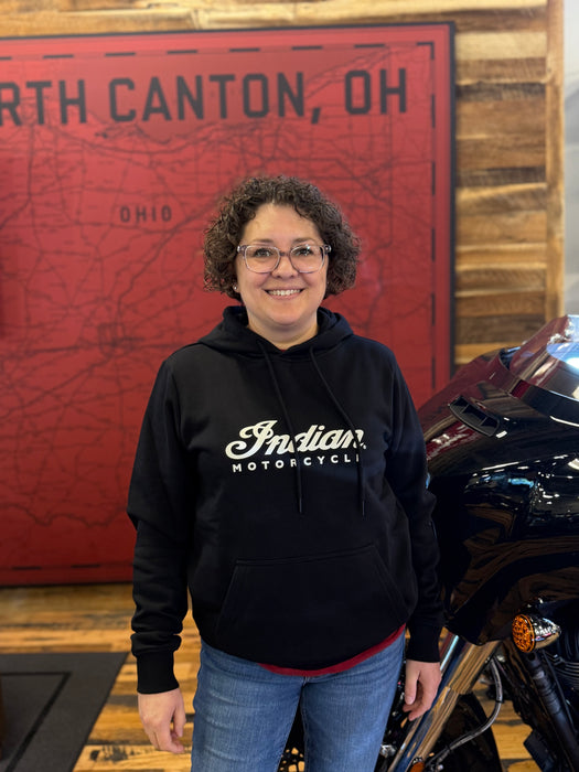 Indian Motorcycle Women's Essential Script Logo Hoodie, Black — XS