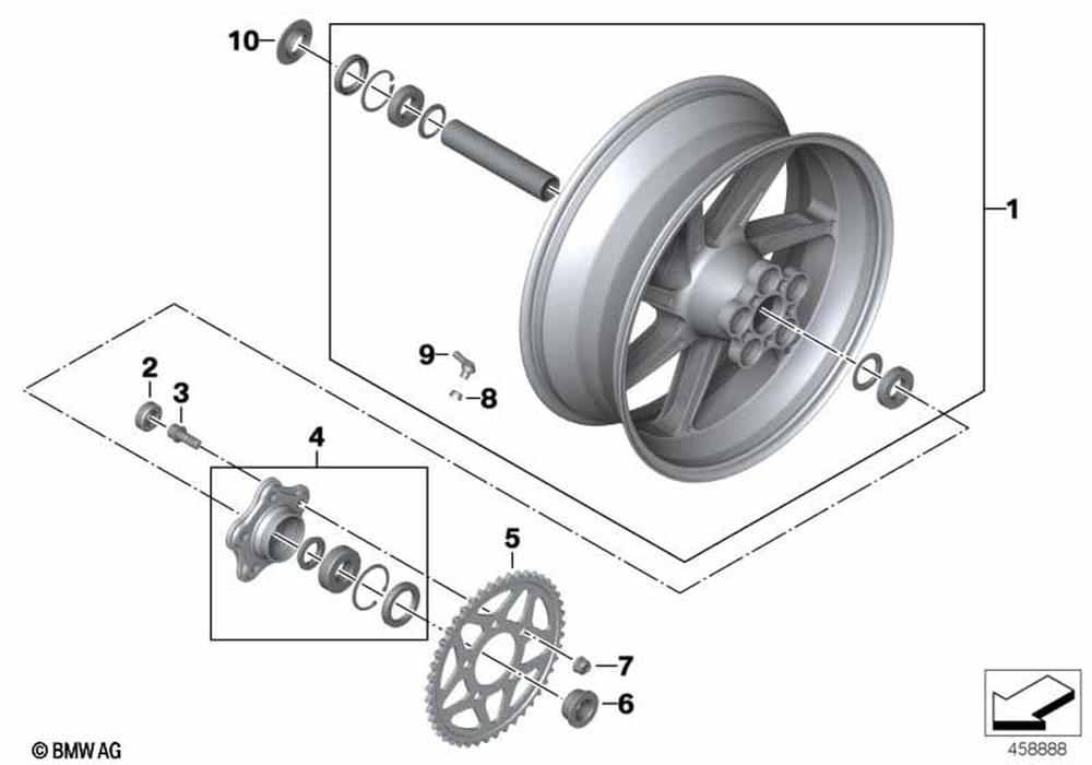 BMW Motorrad Black Rear Wheel - 6.0X17 — 36318548893 — parts illustration