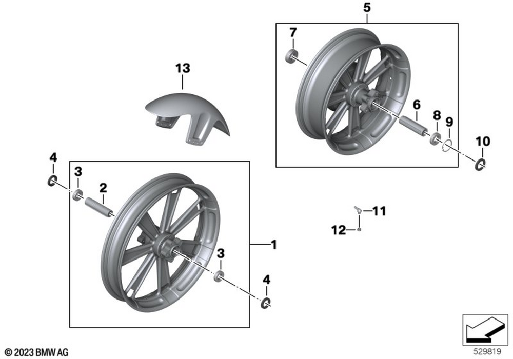 BMW Motorrad Forged Wheel, Front — 77219457417 — parts illustration