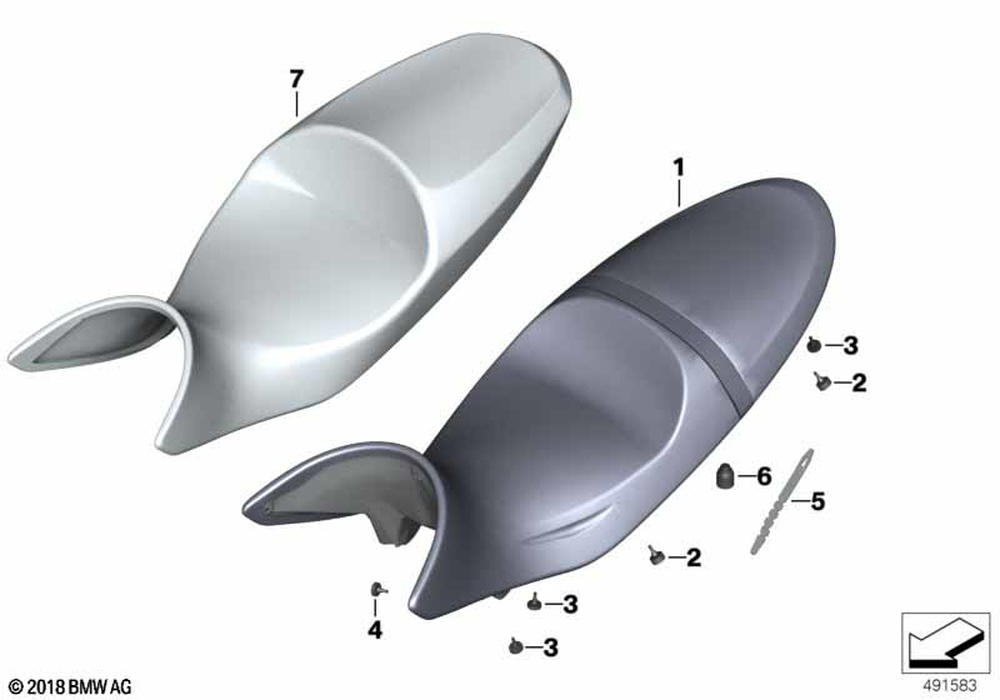 BMW Motorrad Bench Seat, High — 52537706418 — parts illustration