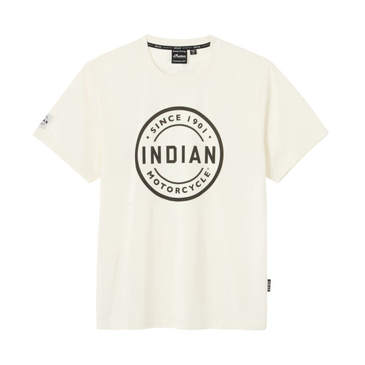 Indian Motorcycle Men’s Circle Block Logo T-Shirt, White — 3XL