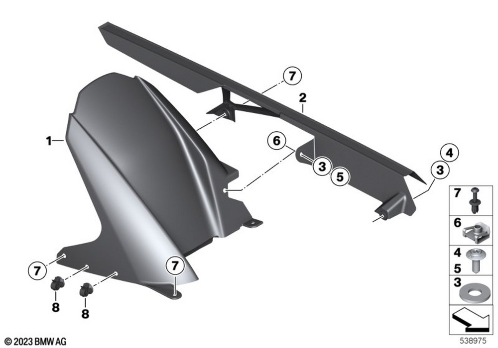 BMW Motorrad Rear Wheel Cover - Carbon — 77315B65BB5 — parts illustration
