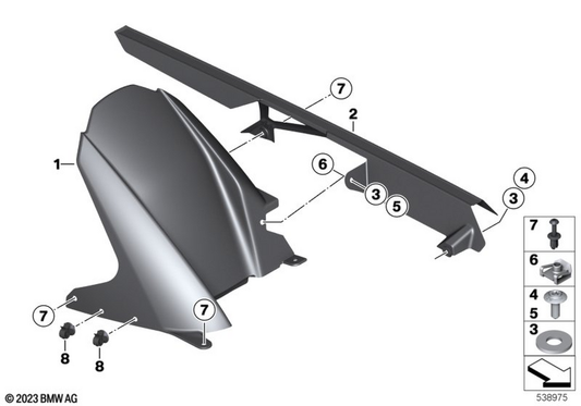 BMW Motorrad Rear Wheel Cover - Carbon — 77315B65BB5 — parts illustration