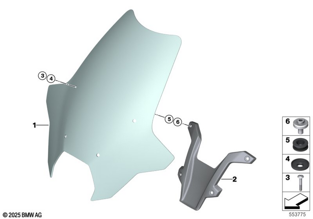 BMW Motorrad Windshield, High - L=578Mm — 46635A65610 — parts illustration