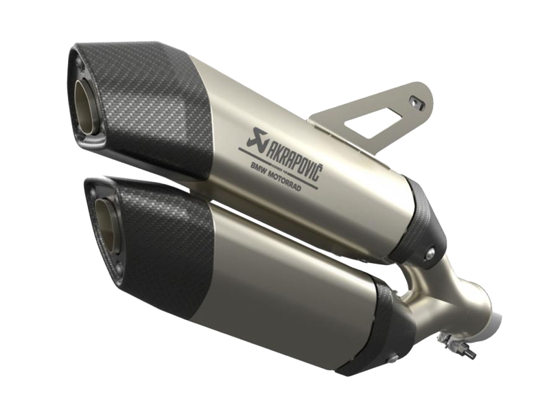 BMW Akrapovic Titanium Twin Sport Silencer — part 77115A82FC2; product photograph