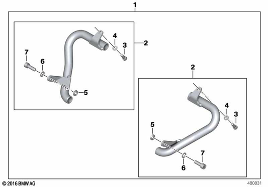 BMW Motorrad Set, Engine Crash Bars, Right — 77147700464 — parts illustration