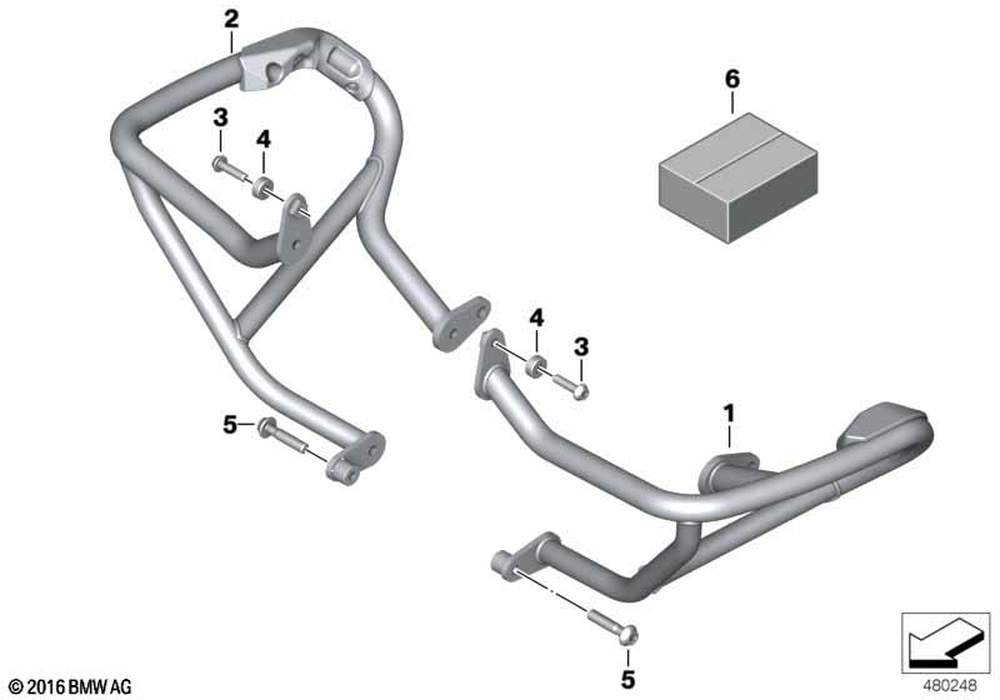 BMW Motorrad Engine protection bar, left — 46638389433 — parts illustration