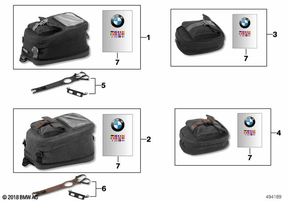 BMW Motorrad Tank Bag Edition Leather — 77452451074 — parts illustration