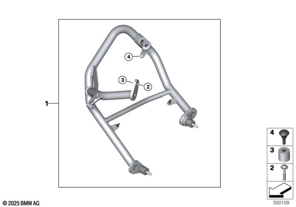 BMW Motorrad Set, Engine Crash Bars, Left — 77145B80789 — parts illustration