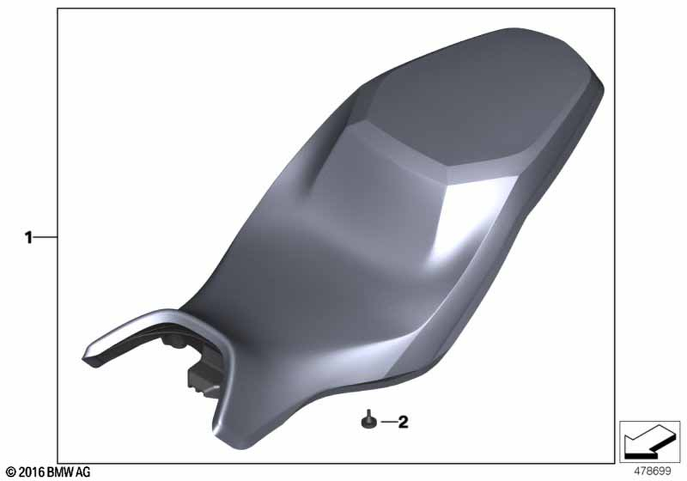 BMW Motorrad Low-Profile Bench Seat — 52538562135 — parts illustration