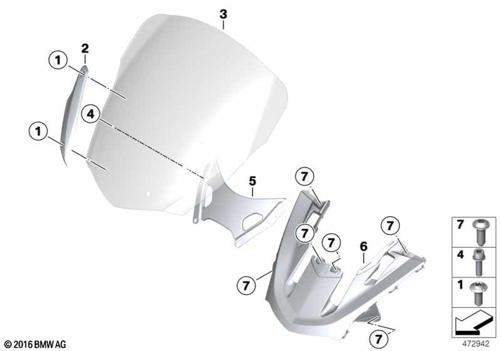 BMW Motorrad Windshield — 46638551711 — parts illustration