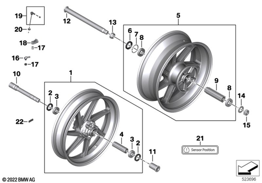 BMW Motorrad Forged Wheel, Front - 3.5X17 — 36315B645A8 — parts illustration