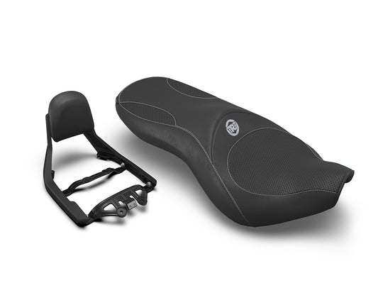 Royal Enfield Black Deluxe Touring Dual Seat and Backrest Kit - KXQ00036